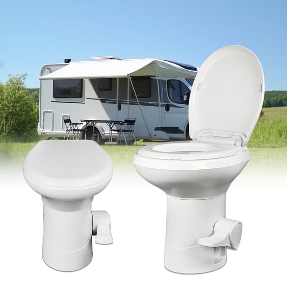 Portable RV Toilet With Pedal Flush, High Profile lightweight toilet - White