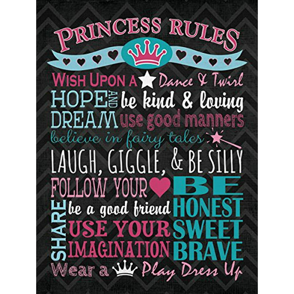 Adorable Princess Rules Poster Print; Great for a Childs Room or