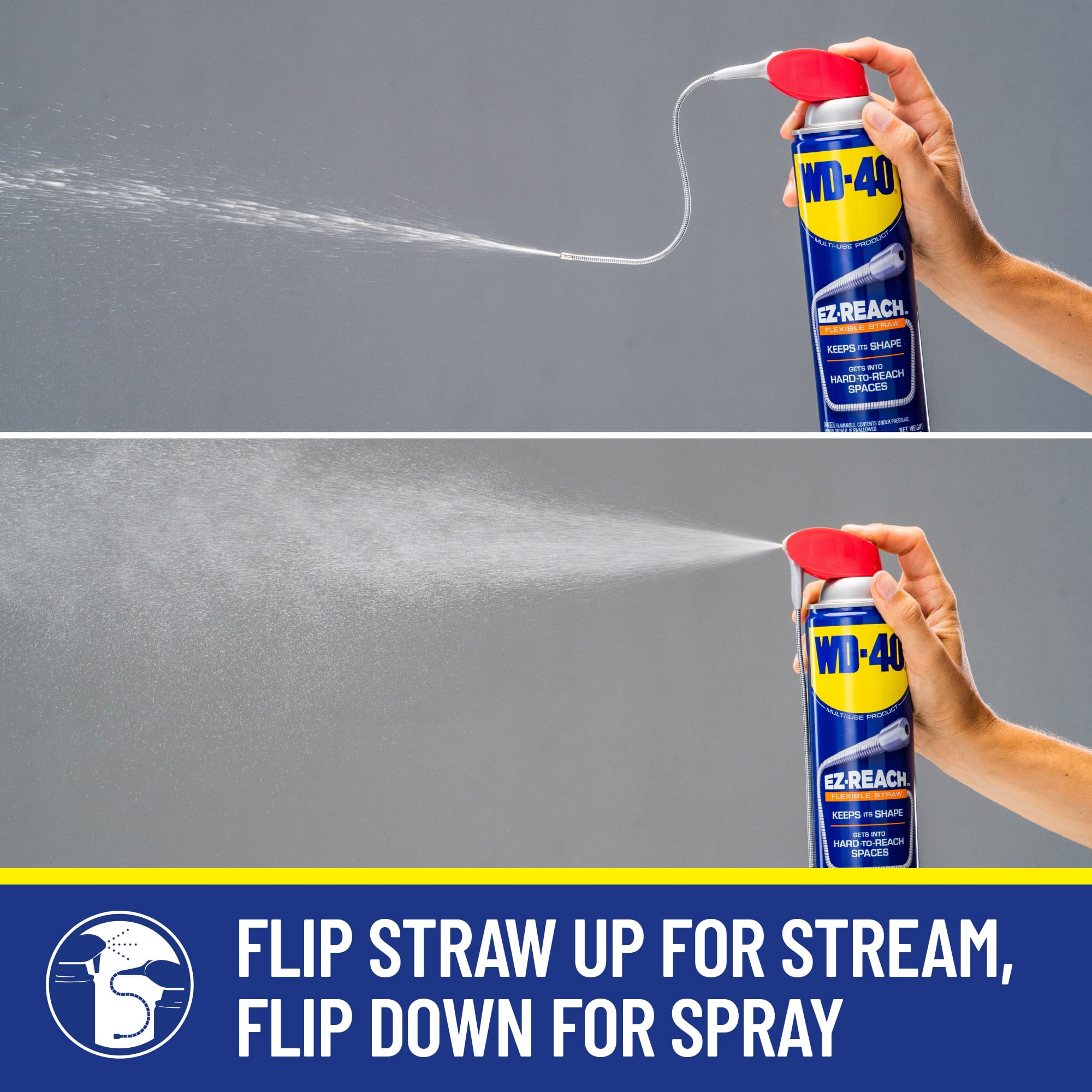 (3 pack) WD-40 EZ-REACH Original Formula Multi-Purpose Lubricant Spray 8 in. Flexible Straw, 14.4 oz