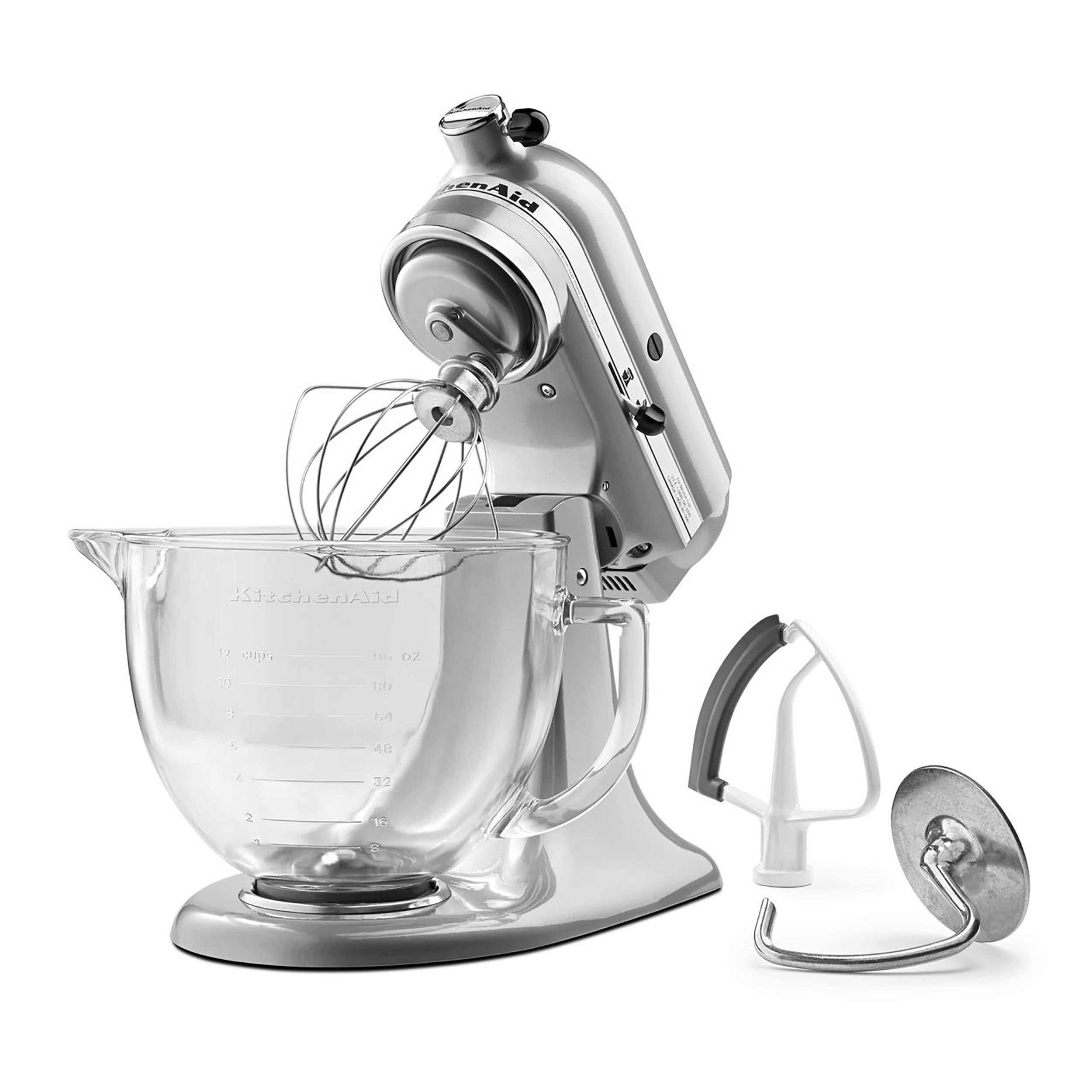 NEW KitchenAid Mixer White 5QT + 12 cup glass mixer bowl with lid