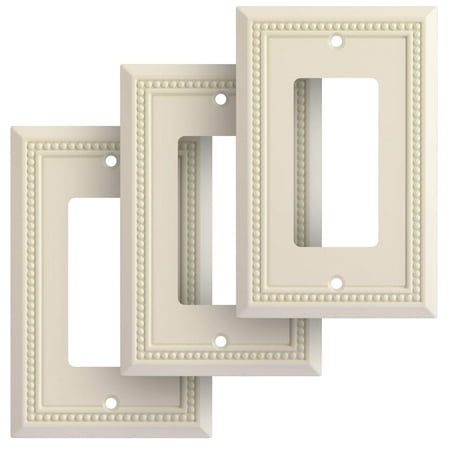 Henne Bery Sunken Pearls Heavy Duty Decorative Wall Plate Switch Plate Outlet Cover (Single Decorator 3 Pack Light Almond)