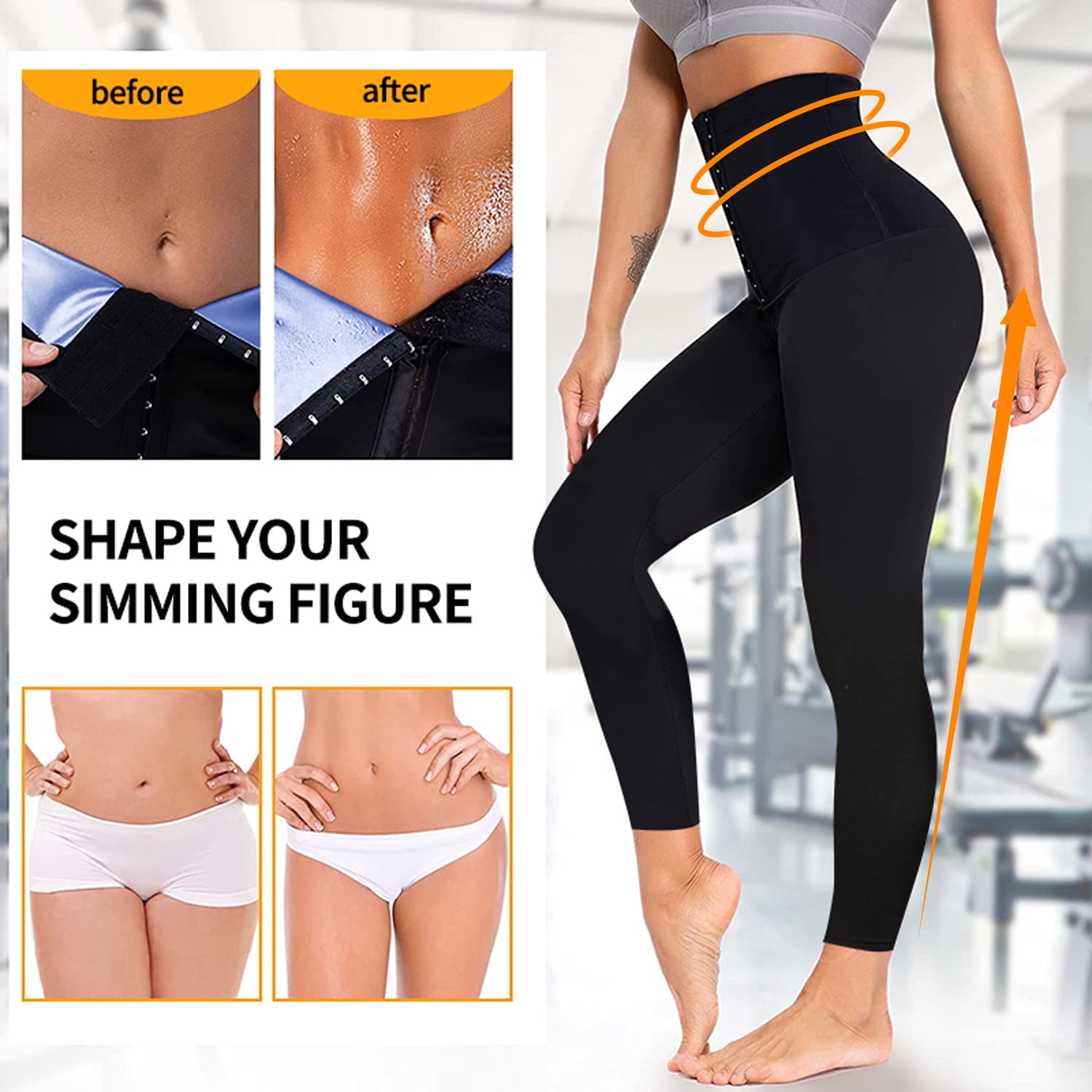 Ursexyly Women Waist Trainer Sweat Leggings High Waist Sauna Pants Slim  Compression Workout Tights Thighs Slimmer Body Shaper (Black, Medium) :  : Sports & Outdoors