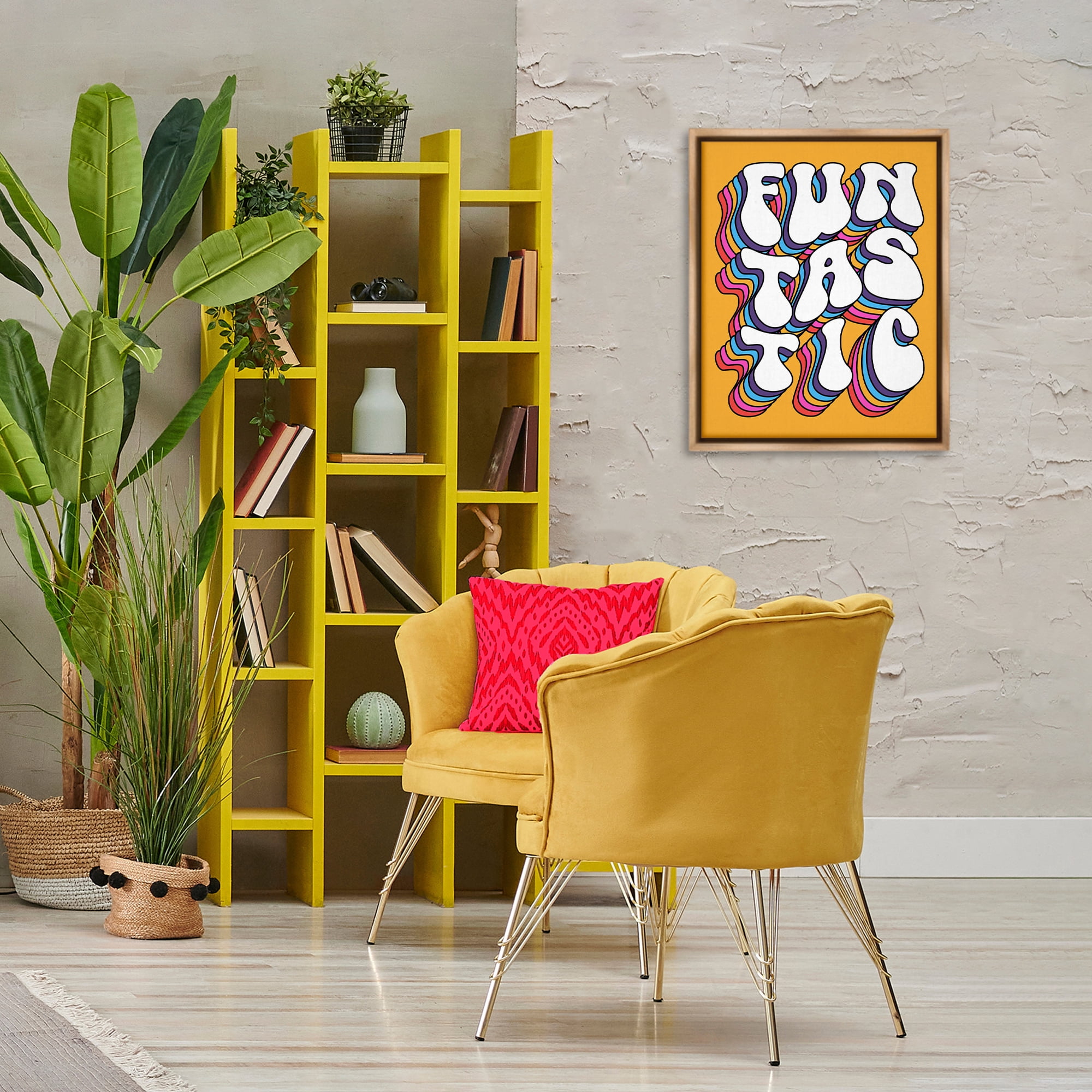 Stupell Industries Funtastic Groovy Typography Text & Numbers Painting Brown Floater Framed Canvas Art Print Wall Art, 17 x 21