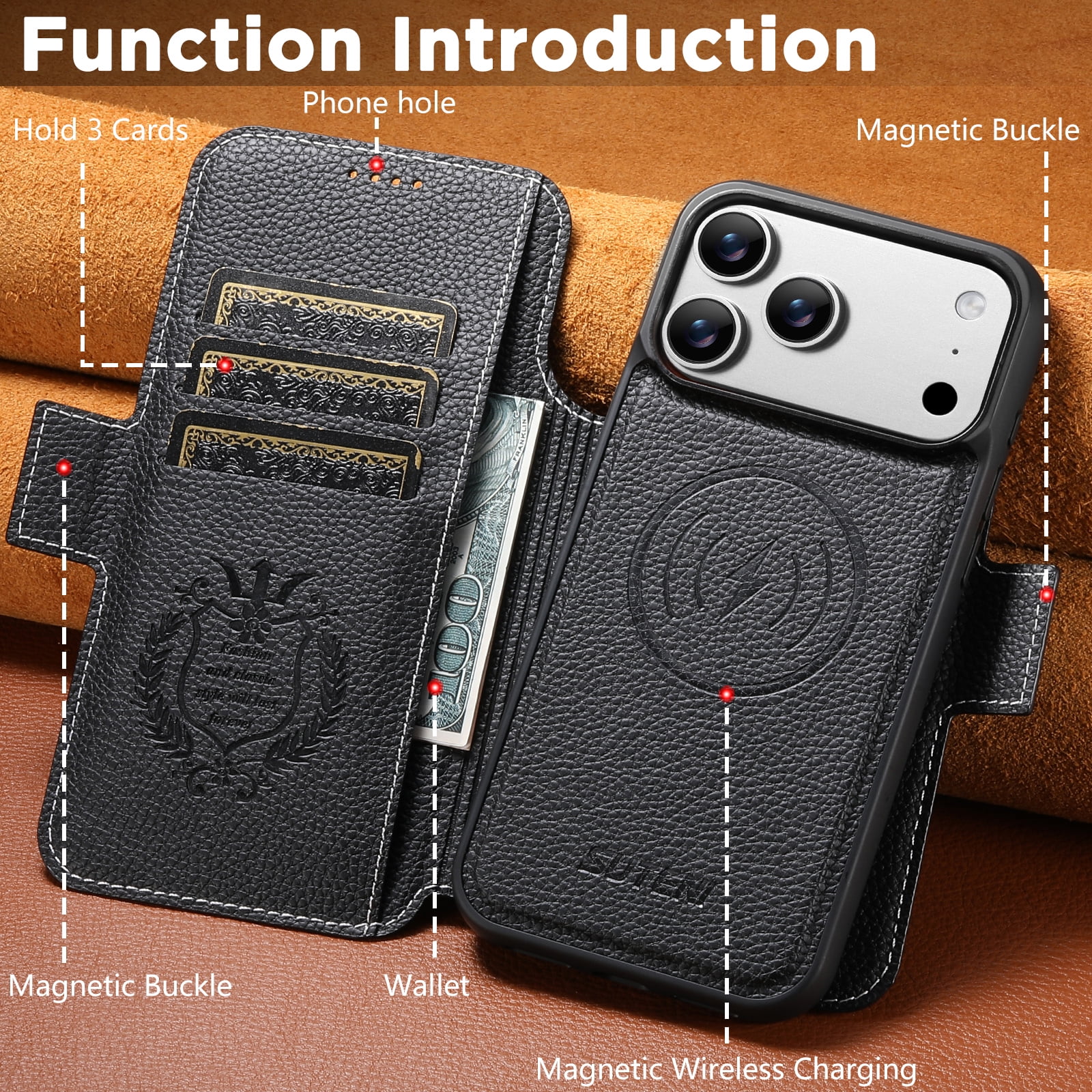 Dteck for iPhone 17 Pro Max Detachable Wallet Case with Card Holder, 2 in 1 PU Leather Flip Folio Stand Shockproof Phone Cover 6.9 Inch 2025,White