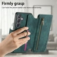 thumbnail image 7 of Dteck for Samsung Galaxy S25 Plus/S25+ Wallet Case with RFID Blocking Credit Card Holder Zipper Pocket, Retro PU Leather Flip Folio Shockproof Cover with Ring Holder Women Men for Samsung S25+,Green, 7 of 7