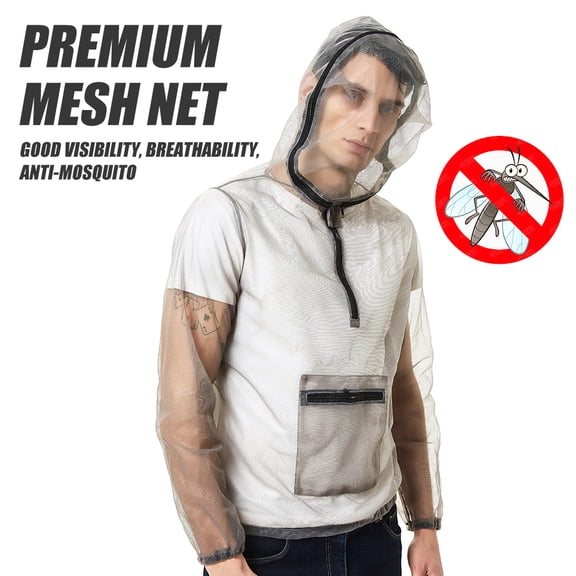 Festnight Mosquito Netting Suit Bug Net Mesh Clothing Protective Mesh Shirt Insect Shield for Camping Hiking Fishing Gardening