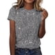 thumbnail image 1 of Camiseta de manga corta con estampado digital para mujer - Cuello redondo, gráfico moderno - Top informal y cómodo para el verano - Tallas S-XXXXL, 1 of 3