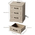thumbnail image 6 of IDEALSOUL Nightstand for bedroom, Gray Farmhouse End Table with Charging Station, 3 Drawers Storage, 6 of 10