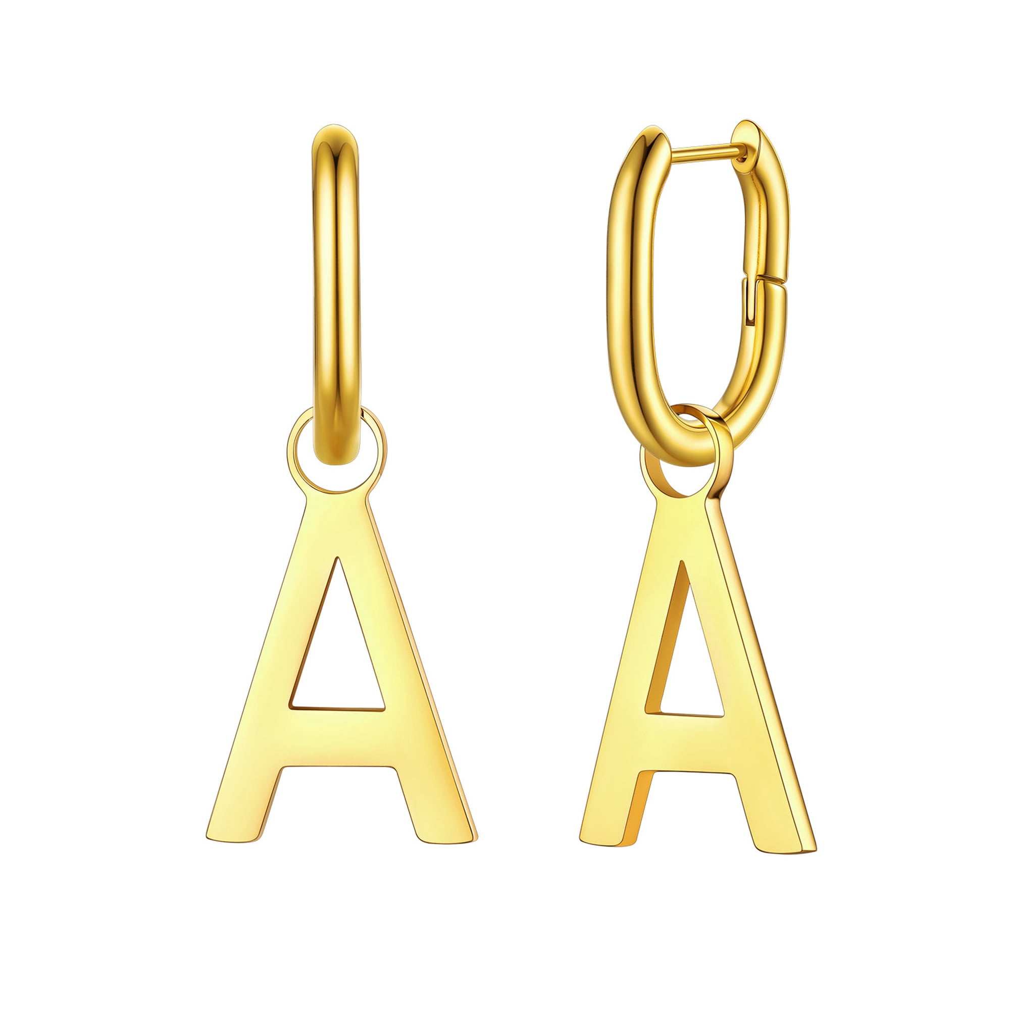Silvora Initial Hoop Earrings for Women 14K Gold Plated Letter A Huggie Hoop Earrings Personalized Small Hypoallergenic Dangle Earrings Alphabet Jewelry Gifts for Daughter Birthday