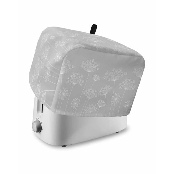 Grey Dandelion Toaster Cover 2 Slice, Small Kitchen Appliance Covers, Spring Modern Minimalist Country Flower Toaster Oven Cover with Loop, Bread Machine Cover Polyester Dust Cover Protection
