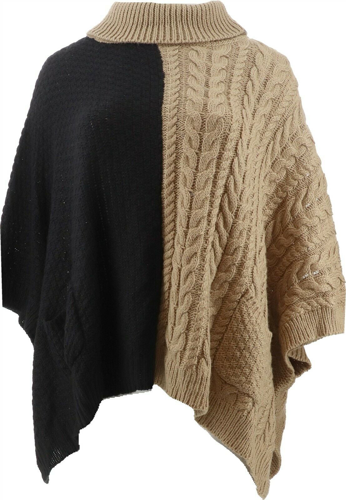 Chaps Womens Cable-Knit Poncho Sweater Taupe Heather 