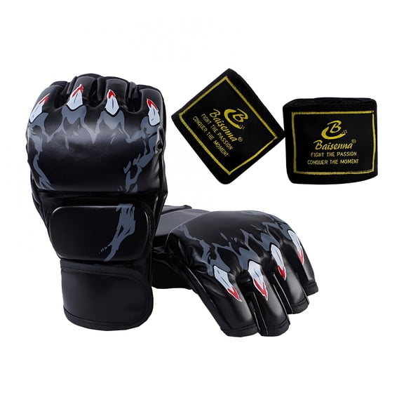 TELOLY 2026 New Half Finger Boxing Gloves Mma Gloves for Grappling Karate Fighting Muay Thai Black for Combat Sports, Mma Training, Martial Arts, Sparring, Strength Conditioning.