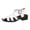 White, variant on Fisherman Sandals for Women Low Chunky Heeled Hollow out Strappy Gladiator Shoes Lightweight Soft Leather Summer Dress Shoes Brown Size 8