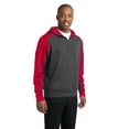 thumbnail image 4 of Sport-Tek Tech Fleece Colorblock 1/4 Zip Hooded Sweatshirt-XS (Graphite Heather/ True Red), 4 of 6