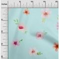 thumbnail image 1 of oneOone Organic Cotton Poplin Twill Fabric Flower & Leaves Watercolor Print Fabric By Yard 42 Inch Wide, 1 of 4
