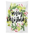thumbnail image 3 of Ambesonne Christmas Tablecloth Rectangular Table Cover, Watercolor Wreath, 60"x90", Black Green White, 3 of 4