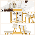 thumbnail image 6 of AWQM 3 Pieces Bar Table Set with Storage Shelves, Faux Marble Kitchen Table and Chairs Set, Counter Height Dining Set with 2 PU Upholstered Bar Stools, Pub Table Set for Kitchen Island, White+Gold, 6 of 7