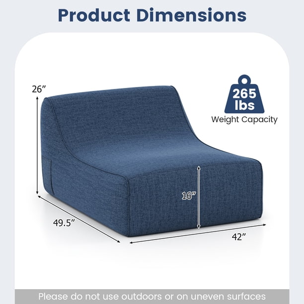 Fauteuil Gonflable Lounge Canapé Paresseux Gonflable Ergonomique avec Housse Amovible & Base Antidérapante Canapé d'Air en Forme de L Bleu