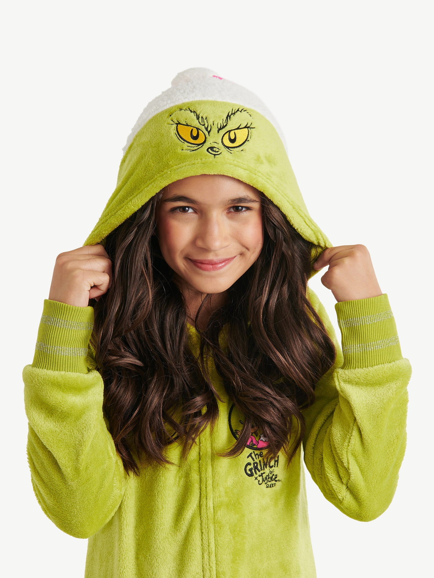 Justice x Grinch Girls Long Sleeve Sleep Union Suit, One-Piece, Sizes 4-18