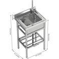 thumbnail image 2 of Stainless Steel Utility Sink, Free Standing Single Bowl Sink with Cold and Hot Water Pipe and Faucet for Laundry Room Kitchen Restaurant Garage, 2 of 7