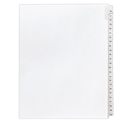 Avery Collated Legal Dividers Allstate Style, White, Letter Size, 76-100 Tab Set