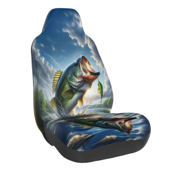 Vsdgher Largemouth Bass Jumping Out of The Water for Automotive Seat Covers for Cars Trucks SUVs, Universal Fit Anti-Slip Bucket Seat Protector for Cars,Vehicle Seat Protector for Front Seats