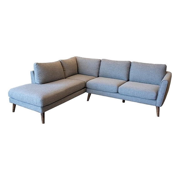 Allora Mid-Century Microfiber Sectional Left Chaise Sofa in Light Gray