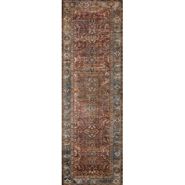 Loloi II Layla Printed Oriental Distressed Spice / Marine Area Rug ...