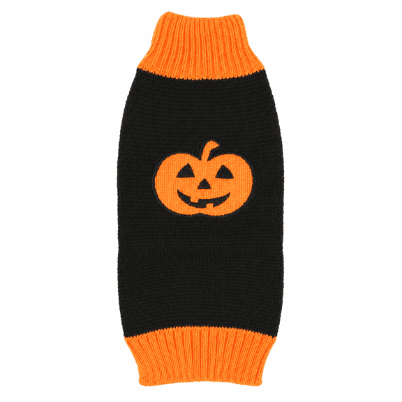 Pet Halloween Sweater Warm Stretchy High Collar Cute Pumpkin Pullover Clothes for Dog Cat Autumn Winter M 9.45 in / 24 cm