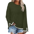 thumbnail image 1 of MeetoTime Long Sleeve Tops for Women Round Neck Slit Ribbed Pullover 2024 Fall Clothes Oversized Sweaters, 1 of 4
