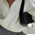 thumbnail image 2 of Pullover Oversize en Tricot pour Femmes Manches Longues Col Rabattu Demi-Zip Automne Hiver Mode Urbaine, 2 of 6