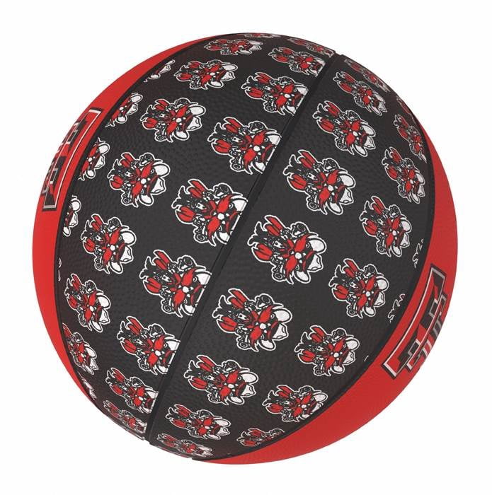 Logo Chair 220-91MR-1 NCAA Texas Tech Red Raiders Repeating Logo Rubber Basketball - Mini Size