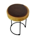 thumbnail image 2 of 18" Wooden Hand Carved Modern Stool Solid Wood Rustic Handmade Home Decor Night Stand Accent Display Side End Table WST-IR1 Stool, 2 of 4