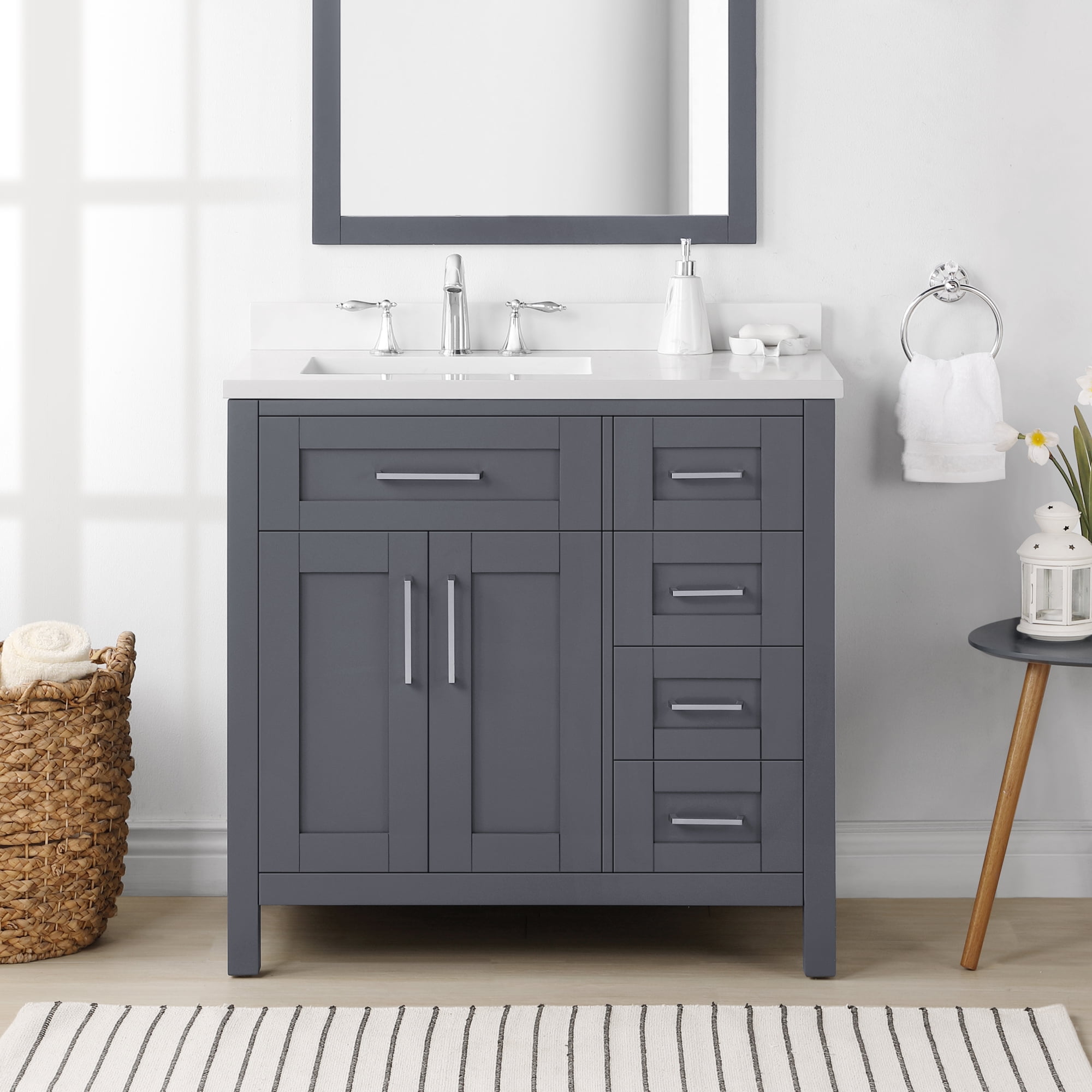 Ove Decors Tahoe 36 W x 21" D Freestanding Bathroom Vanity with Sink, Dark Charcoal