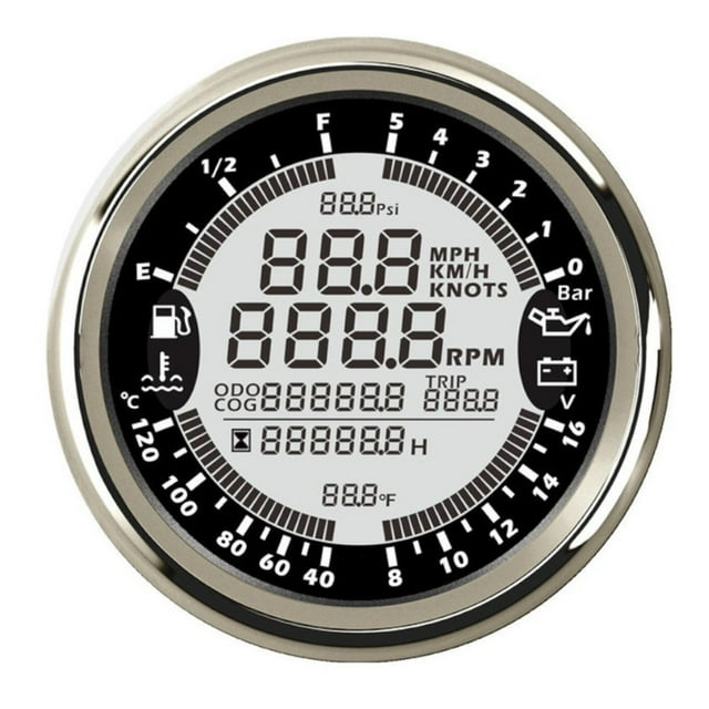 6 In 1 Multi-functional Gauge Meter Car Boat 85mm GPS Speedometer Tachometer 12V Fuel Level Water Temp Oil Pressure 0~5Bar ,Universal Compatibility