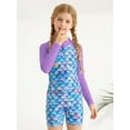 thumbnail image 4 of Kids Girls One Piece Zipper Swimsuit Long Sleeve Swimwear Bathing Suit Rash Guard 4-12 Years, 4 of 10