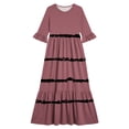 thumbnail image 4 of Girls Summer Maxi Dress Kids Striped Short Sleeve T-Shirt Dress for School Casual Dress with Pockets Red 7-8 Years, 4 of 7