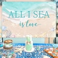 thumbnail image 2 of Beach Shell Bridal Shower Decor 4.92*3.28ft All I Sea Is Love Backdrop Banner Mermaid Bachelorette Decor Ocean Nautical Coastal Party Supplies for Surf Summer Seaside Engagement Wedding Party, 2 of 6