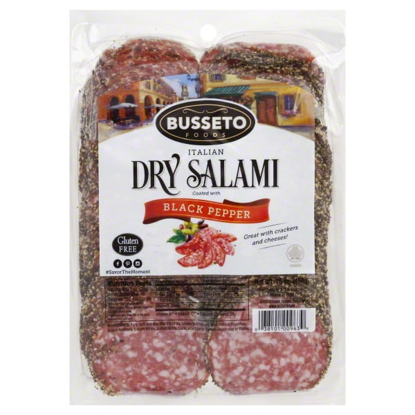 Busseto Dry Cured Salami, Black Pepper, 8 Ounce