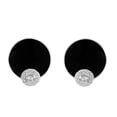 thumbnail image 2 of Gemistry Judy Crowell Jewelry Sterling Silver Black Enamel Cubic Zirconia Stud Earrings, 2 of 5