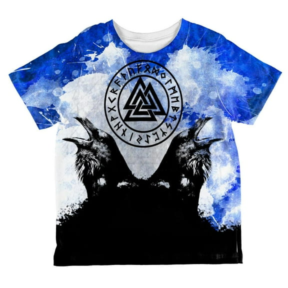 Huginn And Muninn Odin's Ravens Viking Splatter All Over Toddler T Shirt Multi 2T