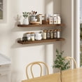 thumbnail image 6 of 48 Inch Floating Shelves, 9.3 Inch Deep Wall Shelves for Bathroom, Living Room, Bedroom, Kitchen, Deep Long Shelf Wall Mounted 2 Pack Shelf for Books, Decor, Walnut, 6 of 13