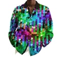 thumbnail image 3 of Mens Shirts Casual Carnival Festival Colorful Long Sleeve Button Down Lapel Top Party Events Breathable Soft Fabric Shirt for Men Multicolour2 XL, 3 of 3