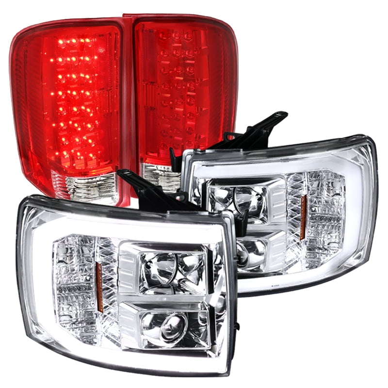 For 20072013 Silverado Chrome DRL/Signal LED Tube Projector Headlights