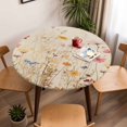 thumbnail image 5 of Spring Vintage Flowers Elastic Fitted Round Table Cover Watercolor Plants Waterproof Outdoor Tablecloth for Holiday Party, Picnic, Patio & Dining Fits Tables Up to 36"-44", 5 of 8