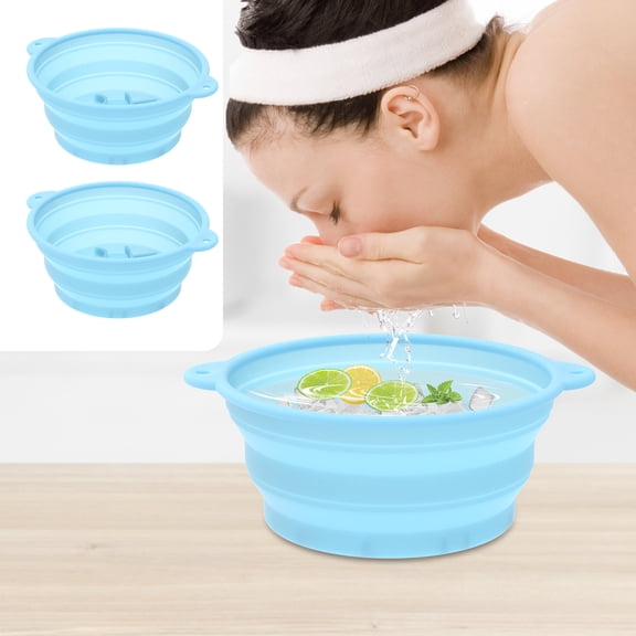 2Pcs Silicone Face Ice Bowl Foldable Ice Bath Facial Washbasin with Built In Tray Cooling Facial Washing Basin for Home Travel
