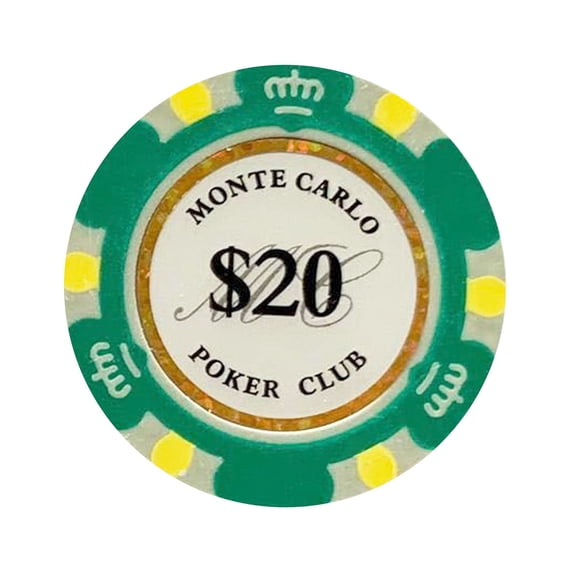 The Poker Store Monte Carlo Smooth 14 Gram Poker Chips - 100 Poker Chips (Dark Green 20)