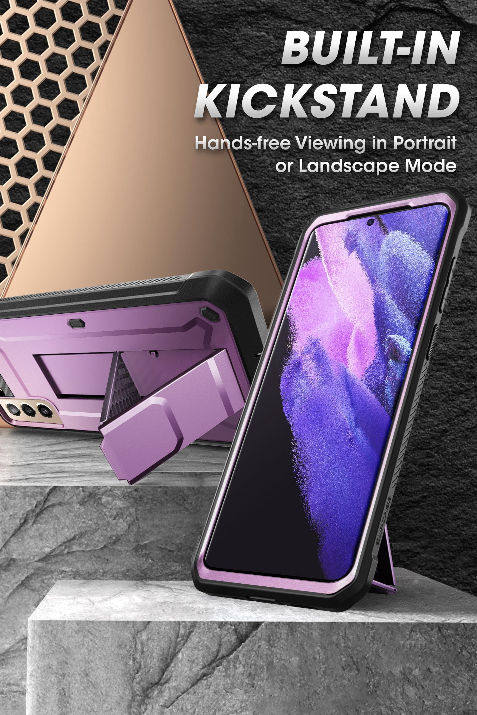 SUPCASE Unicorn Beetle Pro Series Case Designed for Samsung Galaxy S21 Plus 5G (2021 Release), Full-Body Dual Layer Rugged Holster & Kickstand Case Without Built-in Screen Protector (Violte)