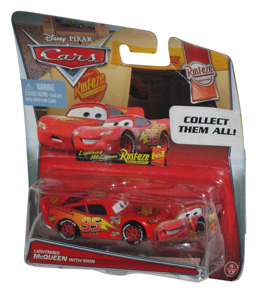 Disney Pixar Cars Lightning McQueen With Sign (2015) Mattel Die-Cast Toy  Car 