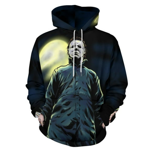 Michael Myers Hoodies for Men Women 3D Print Pullover Novelty Hooded Sweatshirt Hoodies with Big Pockets S